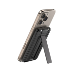 Powerbank sostenibile 5 in 1 con cavi di ricarica e supporto 5.000 mAh color nero terza vista