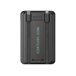 Powerbank sostenibile 5 in 1 con cavi di ricarica e supporto 5.000 mAh color nero vista con logo