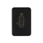 Powerbank tascabile ABS riciclato con indicatore di carica 10.000 mAh color nero vista con logo