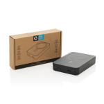 Powerbank tascabile ABS riciclato con indicatore di carica 10.000 mAh color nero vista con scatola