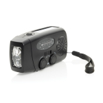 Radio d’emergenza multifunzione in ABS riciclato e manovella 1.800 mAh color nero