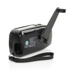 Radio d’emergenza multifunzione in ABS riciclato e manovella 1.800 mAh color nero terza vista