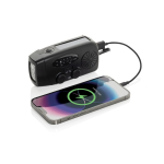Radio d’emergenza multifunzione in ABS riciclato e manovella 1.800 mAh color nero settima vista
