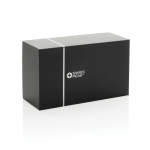 Speaker BT 5.3 in alluminio riciclato con bassi potenti 10W Swiss Peak color grigio vista con scatola