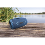 Altoparlante BT 5.3 in plastica riciclata con resistenza IPX4 16W color blu vista ambiente