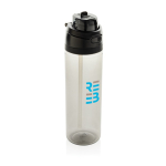 Borraccia leggera in rPET con doppio tappo anti-perdite da 800 ml color nero vista con logo