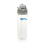 Borraccia leggera in rPET con doppio tappo anti-perdite da 800 ml color bianco vista con logo