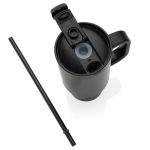 Tazza termica in acciaio inox riciclato con cannuccia e manico 480ml color nero ottava vista