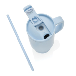 Tazza termica in acciaio inox riciclato con cannuccia e manico 480ml color blu ottava vista