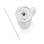 Tazza termica in acciaio inox riciclato con cannuccia e manico 480ml color bianco settima vista
