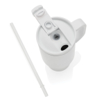 Tazza termica in acciaio inox riciclato con cannuccia e manico 480ml color bianco ottava vista