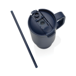 Tazza termica in acciaio inox riciclato con cannuccia e manico 480ml color blu mare settima vista