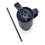 Tazza termica in acciaio inox riciclato con cannuccia e manico 480ml color blu mare ottava vista