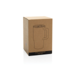 Tazza in ceramica con manico ergonomico e coperchio anti-goccia 490ml color nero seconda vista con scatola