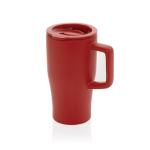 Tazza in ceramica con manico ergonomico e coperchio anti-goccia 490ml color rosso