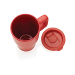 Tazza in ceramica con manico ergonomico e coperchio anti-goccia 490ml color rosso sesta vista