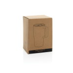 Tazza in ceramica con manico ergonomico e coperchio anti-goccia 490ml color bianco seconda vista con scatola