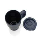 Tazza in ceramica con manico ergonomico e coperchio anti-goccia 490ml color blu mare sesta vista