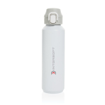 Borraccia sportiva acciaio riciclato tappo bloccabile antigoccia 600ml color bianco vista con logo