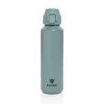 Borraccia sportiva acciaio riciclato tappo bloccabile antigoccia 600ml color verde vista con logo