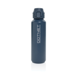 Borraccia sportiva acciaio riciclato tappo bloccabile antigoccia 600ml color blu mare vista con logo