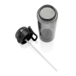 Borraccia sportiva in rPET con tappo anti-goccia e cannuccia 800 ml color nero nona vista