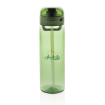Borraccia sportiva in rPET con tappo anti-goccia e cannuccia 800 ml color verde vista con logo