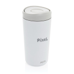 Tazza termica take away ecologica con tappo a scatto 400 ml Avira Alix color bianco vista con logo