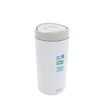 Tazza termica take away ecologica con tappo a scatto 400 ml Avira Alix color bianco vista area di stampa