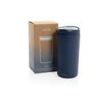 Tazza termica take away ecologica con tappo a scatto 400 ml Avira Alix color blu mare vista con scatola