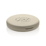 Specchietto tascabile plastica riciclata con ingrandimento e luce LED color beige vista con logo