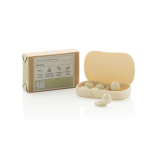 Tappi auricolari in silicone riciclato con riduzione del rumore 36dB color beige vista con scatola