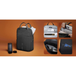 Zaino espandibile in tessuto riciclato con cerniera Duo-Zipper 16” color nero