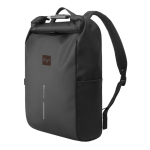 Zaino urbano impermeabile con fissaggio per bici e antifurto 16” color nero vista con logo
