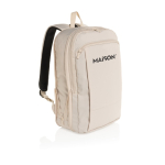 Zaino ultraleggero in rPET con design espandibile 15.6” color beige vista con logo