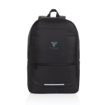 Zaino in poliestere riciclato con design business e tasche 15.6” color nero vista con logo