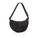 Borsa a tracolla XL in rPET con tasca esterna e cinghia regolabile color nero terza vista