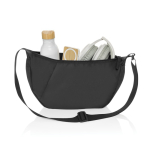 Borsa a tracolla XL in rPET con tasca esterna e cinghia regolabile color nero quinta vista