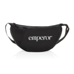 Borsa a tracolla XL in rPET con tasca esterna e cinghia regolabile color nero vista con logo