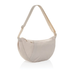 Borsa a tracolla XL in rPET con tasca esterna e cinghia regolabile color beige terza vista