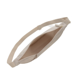 Borsa a tracolla XL in rPET con tasca esterna e cinghia regolabile color beige quarta vista