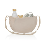 Borsa a tracolla XL in rPET con tasca esterna e cinghia regolabile color beige quinta vista