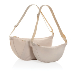 Borsa a tracolla XL in rPET con tasca esterna e cinghia regolabile color beige vista generale