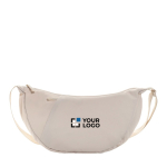 Borsa a tracolla XL in rPET con tasca esterna e cinghia regolabile color beige vista area di stampa