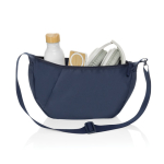 Borsa a tracolla XL in rPET con tasca esterna e cinghia regolabile color blu mare quinta vista