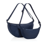 Borsa a tracolla XL in rPET con tasca esterna e cinghia regolabile color blu mare vista generale