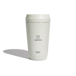 Tazza termica acciaio riciclato con coperchio 360° e 354 ml Topl To Go color bianco vista con logo