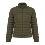 Giacca imbottita donna poliestere riciclato 70 g/m2 IQONIQ Maiko color cachi vista con logo