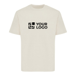 T-shirt unisex cotone riciclato modern fit 220 g/m2 IQONIQ Nikko color beige vista area di stampa