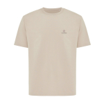 T-shirt unisex cotone riciclato modern fit 220 g/m2 IQONIQ Nikko color camel vista con logo